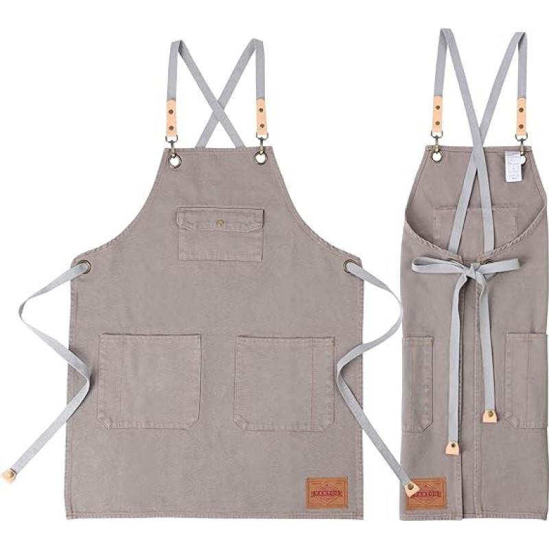 VANTOO Canvas Esikond taskutega meestele naistele Denim Esikond kunstnikule Maalimine Köök Cooking Kokk