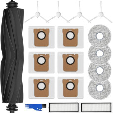 Tarvikute komplekt Xiaomi X20+ / L10s Ultra / L10 Ultra, 4 x Mop Mop padjad 6 x tolmukotid 1 x peahari 4 x külgharjad 2 x filtrid, robot tolmuimeja varuosade tarvikud.