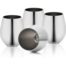 D L D Unbreakable Stainless Steel Wine Glasses - 530ml Premium Quality 18/8 Stemless Portable for Outdoor Events, Picnics (4 Packs)