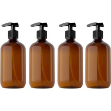 Kitchnexus 4 x 500 ml Soap / Lotion Dispensers Empty Bottles with Black Lotion Pump Dispensers Ideal for Kitchen and Bathroom