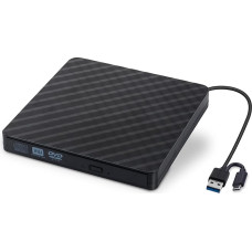 DVD Burner External CD/DVD Drive USB 3.0/Type C Optical Drive Burner Slim CD/DVD ROM Rewriter Reader Portable for PC Laptop Desktop MacBook Mac Windows 7/8.1/10 Linux OS