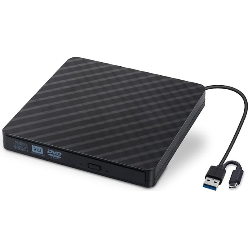DVD Burner External CD/DVD Drive USB 3.0/Type C Optical Drive Burner Slim CD/DVD ROM Rewriter Reader Portable for PC Laptop Desktop MacBook Mac Windows 7/8.1/10 Linux OS
