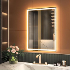 GANPE LED Sensor Mirror, Hand Wave Induction Vanity Mirror with Blutooth, Illuminated, Dimmable, Anti-Fog, IP44 Waterproof + Vertical & Horizontal Bathroom Wall Mounting Mirror (50 x 70 cm)