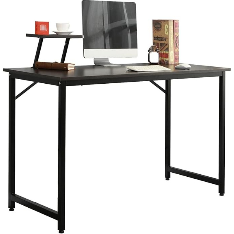 soges Desk Computer Desk Office Table Wooden PC Laptop Table Study Table for Home and Office Sturdy with Metal Frame 100 x 50 cm