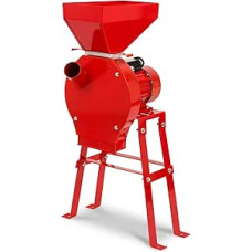 EBERTH Electric Grain Mill with Strong 1100 Watt Electric Motor, Flow Rate 240 kg/h, Scrap Mill with Sharp Stainless Steel Blade, Four Sieves and Base Frame, Chopper for Grain