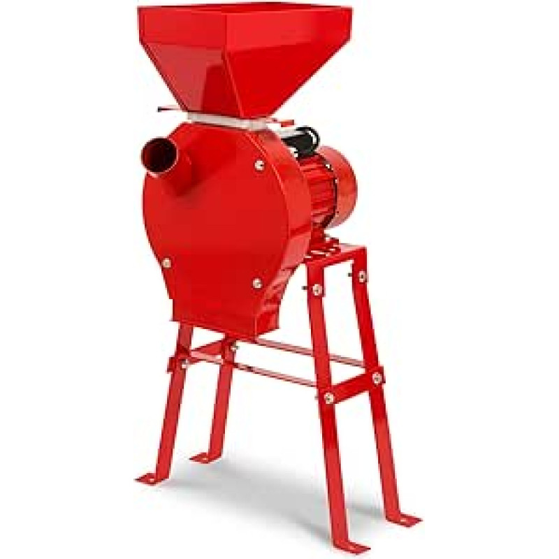 EBERTH Electric Grain Mill with Strong 1100 Watt Electric Motor, Flow Rate 240 kg/h, Scrap Mill with Sharp Stainless Steel Blade, Four Sieves and Base Frame, Chopper for Grain