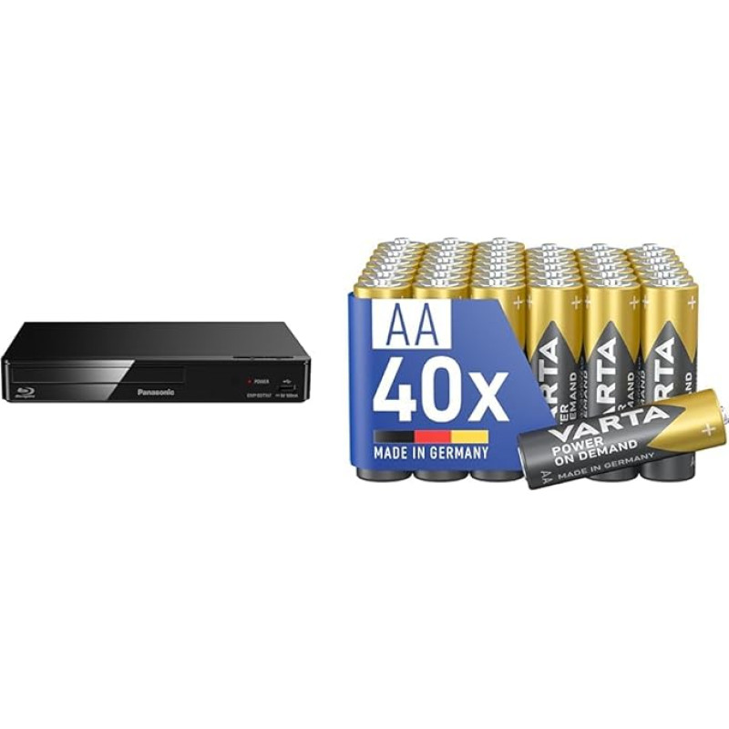 Panasonic DMP-BDT167EG kompaktne 3D Blu-ray mängija Full HD Upscaling & Varta patareid AA