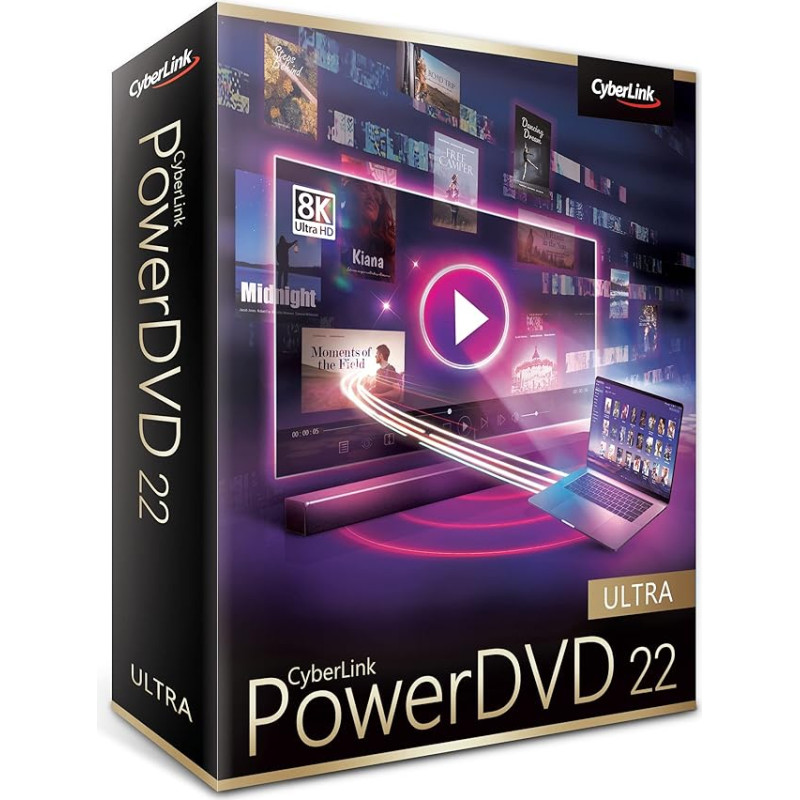 CyberLink PowerDVD 22 Ultra | Preisgekrönter Media Player für Blu-ray-/DVD-Disc und professionelle Medienwiedergabe und -verwaltung | Wiedergabe praktisch aller Dateiformate | Windows 10/11 [Box]