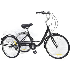 Chynalys 20 / 24-tolline 8-käiguline jalgratas täiskasvanutele, Cruiser Bikes Load Trike Trike Bike koos Bsaketiga, kõrge süsinikusisaldusega terasest täiskasvanute jalgratas välitingimustes, reguleeritav (valge/must)