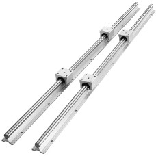 VEVOR Linear Guide Linear Rail 2 tk SBR20-1200 mm süsinikterasest alumiiniumist juhtrööpmel koos 4 tk SBR20UU liugblokkidega Lineaarne laagerblokk CNC osad 3D printeri freesimise / treipingi masinale
