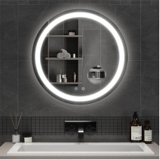 Mondeer LED Vannitoa peegel ümmargune 60 cm Vannitoa peegel valgustusega Puudutuslüliti ja uduvastane eemaldatav 5 x suurendusklaas eemaldatav 3 valgusvärvi timmitav vannitoa jaoks (3000 K - 6500 K)
