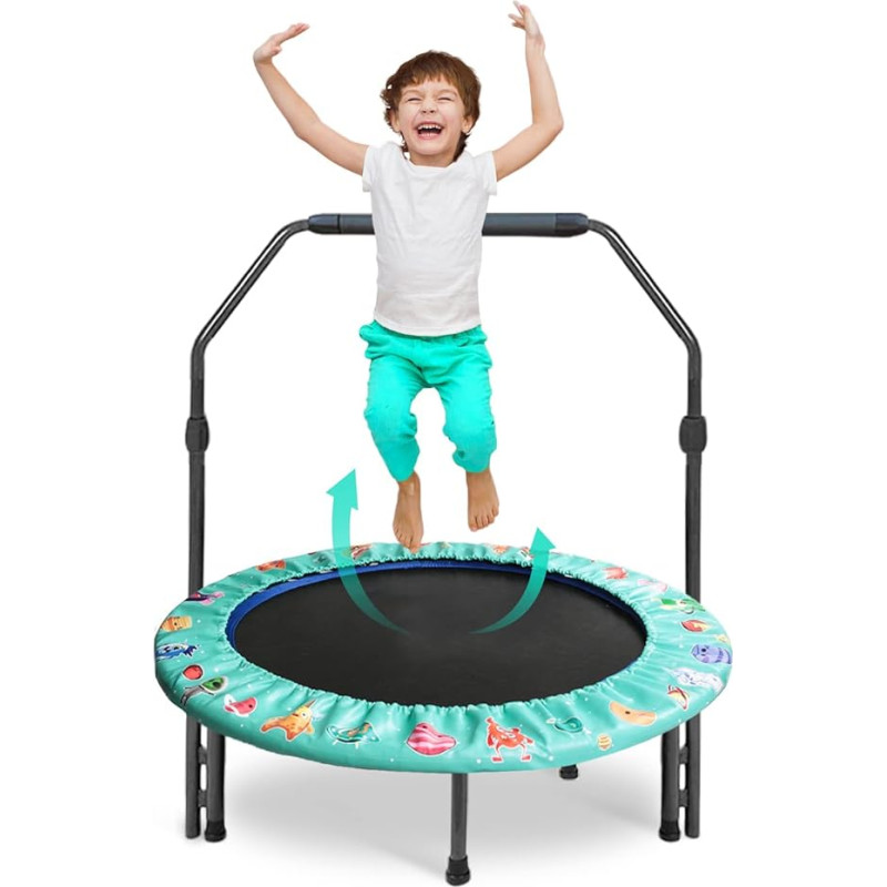 Batuut lastele, diameeter 92 cm Mini koos kokkupandava Bungee Rebounderiga, hüppamine reguleeritava käepidemega ja turvapadjaga, sise- ja välistingimustes poistele ja tüdrukutele.