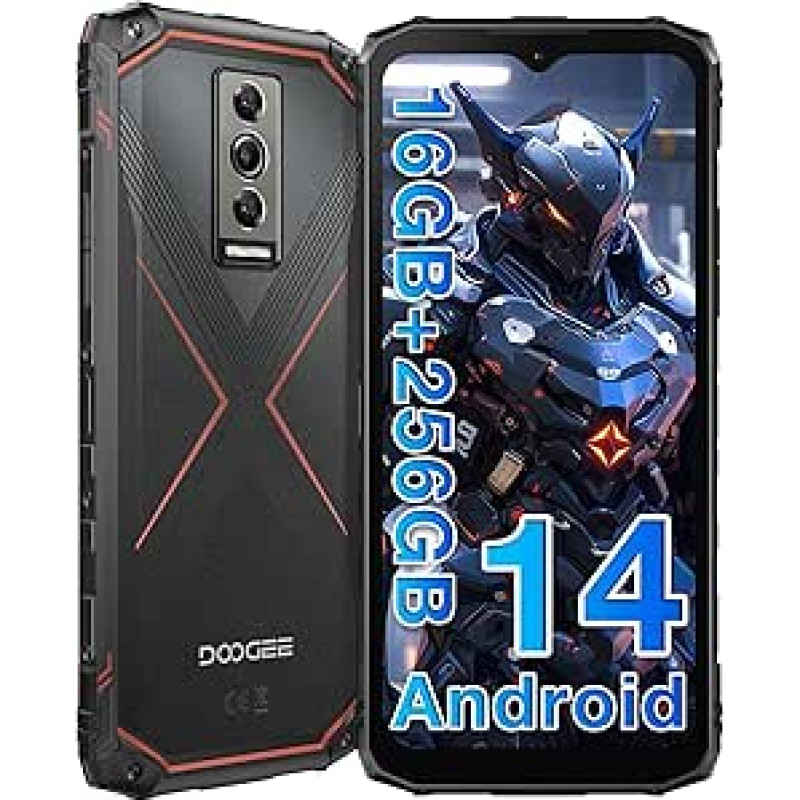 DOOGEE Blade 10 PRO [2024] Välitingimustes kasutatav nutitelefon ilma lepinguta Android 14, 16GB + 256GB (2TB) Välitingimustes kasutatav mobiiltelefon, 6,56-tolline HD+, 50MP + 8MP kaamera 5150mAh ehitusplatsi mobiiltelefon, 3 kaarti