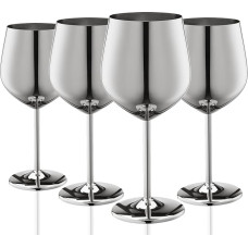 WOTOR Stainless Steel Wine Glasses, Set of 4, 540 ml, Camping Wine Glasses, Unbreakable, Robust & Portable Metal Goblets, Suitable for Outdoor, Pool, Travel (Silver)