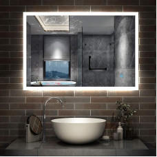Aica Sanitär LED Bathroom Mirror, 39-160 cm with Lighting Touch, Infrared Sensor, Anti-fog, Mirror Heating, IP44, Wall Mirror