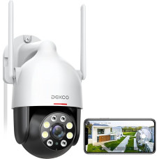 DEKCO 2K Outdoor WiFi Surveillance Camera, 350°/90° Swivelling WiFi Camera Outdoor, 3MP WiFi Camera with Automatic Tracking, 30 m Night Vision in Colour, 2-Way Audio, IP66