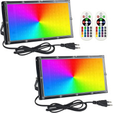 Eleganted RGB välivalgusti, 2 tükki, 100 W värviline kohtvalgusti koos kaugjuhtimispuldiga, LED-valgusti, IP65 veekindel valgustus rõdudele, aedadele, meeleoluvalgustitele.