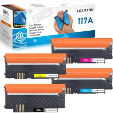 LOSMANN 117A toonerikomplekt, mis on ühilduv HP 117A tooneriga koos kiibiga HP värvilaserile 150a 179fwg 178nwg 179fnw 178nw 150nw 178 179 W2070A W2071A W2072A W2073A (must tsüaane kollane magenta 4-pakk).