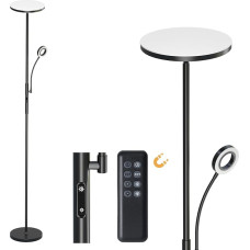 Modlicht 35 W Floor Lamp LED Dimmable Black, 4200 LM Floor Lamp Reading Lamp with Remote Control & Touch Control, 3000-6000 K Uplighter LED with Reading Lamp, Floor Lights for Living Room, Bedroom,