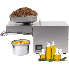 hzexun Automatic Electric Oil Press, Temperature Control Oil Press Machine Hot Cold Oil Extraction Expeller for Flax Peanut Castor Hemp Perilla Seeds Canola Sesame LCD Display