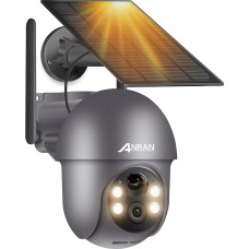ANRAN 5MP FHD Outdoor Surveillance Camera Battery Solar Wireless Surveillance Camera with Solar Panel, Waterproof Camera WiFi, PIR Motion Detection, FHD Night Vision, Alexa Compatible