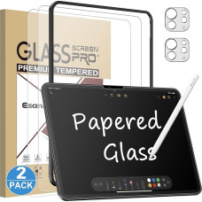 Esanik Feel Like Paper iPad Pro 11 tollile 2024 karastatud klaasile, 9H matt ekraanikaitsekile iPad Pro 11 M4 koos kaamerakaitsega, sõrmejälgevastane (2+2 tükki)