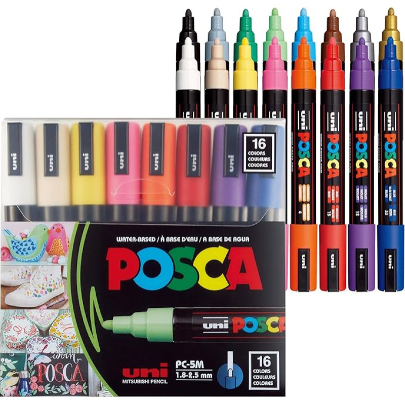 Posca akrüülvärvimarkerite komplekt, 16 värvi Med