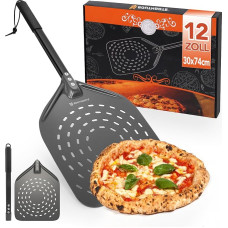 SOUTHGATE Pizza Peel Perforeeritud - 30 x 36 x 74 cm perforeeritud pitsalabidas, mis on valmistatud kõvast anodeeritud alumiiniumist, et kergesti libiseda pizzakivil, pitsakivi silikoonist käepidemega, kingitus meestele