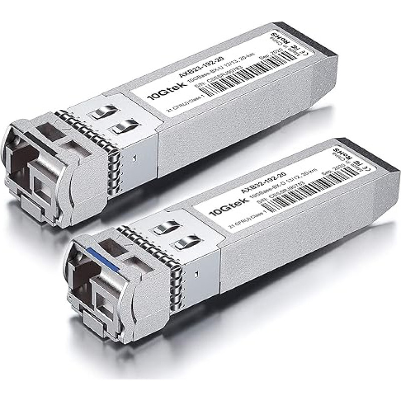 10Gtek 10Gb SFP+ Bidi transiiveri paar, 10GBase-BIDI 1270nm/1330nm SMF, kuni 20km, ühildub Cisco SFP-10G-BXD-I/SFP-10G-BXU-I, Ubiquiti UniFi, Mikrotik, Netgear, Open Switchiga