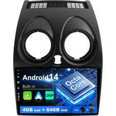 SXAUTO Android 12 IPS autoraadio Nissan Qashqai J10 (2006-2015) - Sisseehitatud Carplay/Android Car/DSP - LED kaamera + MIC - 4G + 64G - DAB 360-CAM roolijuhtimispult Fast Boot WiFi AHD - 2 DIN 9