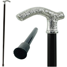 Cavagnini Walking Stick Black - 97 cm - Walking Stick for Elegant Men and Women - Handmade Italy - Solid Metal Handle - Non-Slip - Up to 130 kg