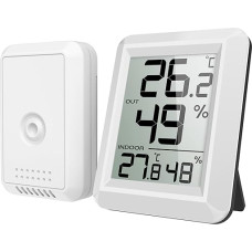 Brifit Thermometer Hygrometer, Indoor Outdoor Thermometer with Outdoor Sensor, Easy-to-Read LCD Display, ℃/℉ Switch, Practical Outdoor Thermometer and Room Thermometer for Office, Living Room or