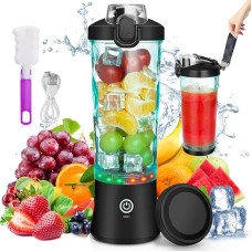 Rainpal Portable Mixer/Mini Stand Mixer, 600 ml USB Rechargeable Blender with Cup Lid, 6 Blades, Wireless Personal Mixer, BPA-Free Smoothie Maker for Outdoor Sports