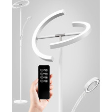Anten Floor Lamp LED 20 W with Adjustable 7 W Reading Lamp, Floor Lamp LED Dimmable White 4 Colour Temperatures 1600 lm, Touch Floor Lamp with Remote Control for Office Living Room Bedroom