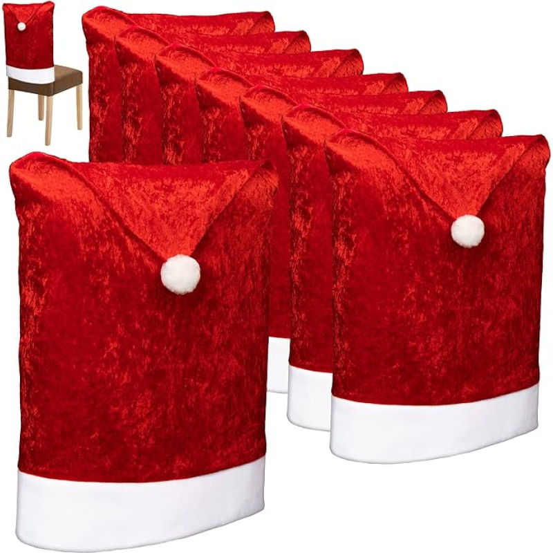 com-four® 8 x Premium Chair Covers - Christmas Decoration for Chairs - Protective Covers in Christmas Design - Seat Furniture Covers - Chair Cover for Christmas - Chair Cover