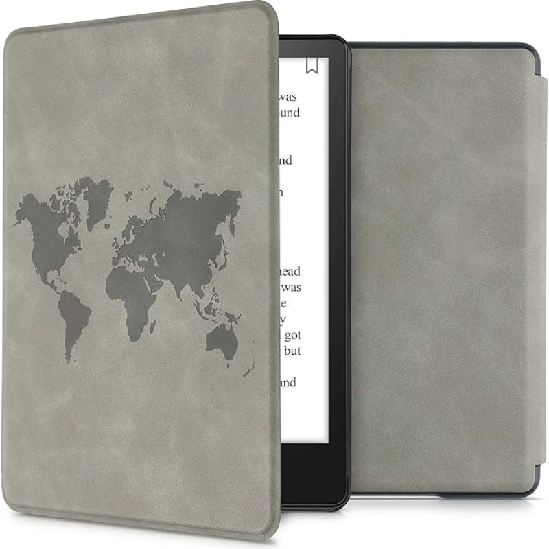 kwmobile Klapphülle kompatibel mit Amazon Kindle Paperwhite 11. Generation 2021 Hülle - Flipcase für Kindle Paperwhite Hülle aus Kunstleder - Travel Umriss