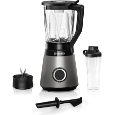 Bosch Stand Mixer, Smoothie Maker, 30,000 rpm, 1200 W, Improved Version, Stainless Steel Knife, 1.5 L Glass Container, ToGo Bottle, Dishwasher Safe Parts, Made in Europe, VitaPower Series 4 MMB6174SN