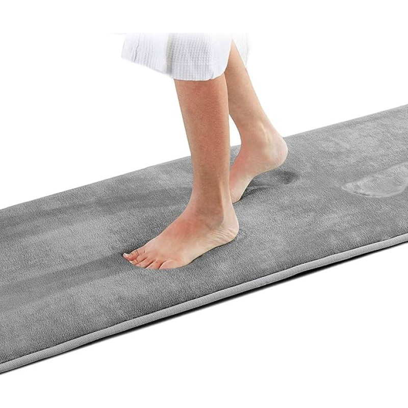 Wolke sieben Memory Foam Bath Mat, Non-Slip Bathroom Rug, Bathroom Mat, Non-Slip Bath Mat, Shower Mat, Super Soft and Absorbent, Washable (Grey, 43 x 153 cm)
