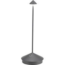 Zafferano Pina Pro Dimmable LED Table Lamp, Aluminium, IP54 Rated, Indoor / Outdoor Use, Contact Charging Station, Height 29 cm, EU Plug, Dark Grey