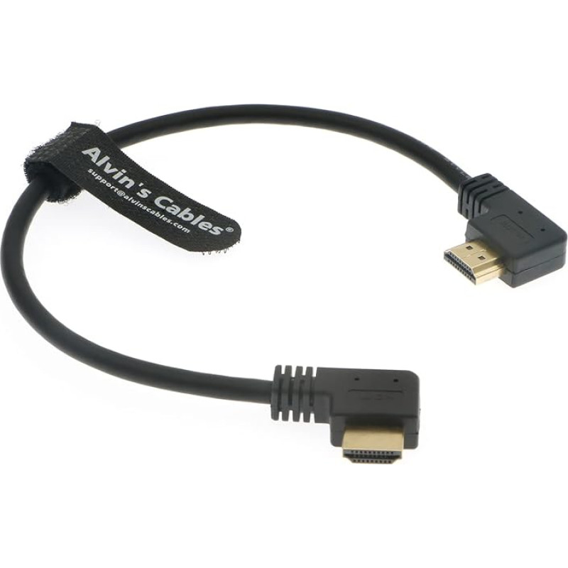 Alvin's Cables 8K 2.1 HDMI Cable High Speed for Atomos Ninja V Monitor Left Angle to Right Angle HDMI Cable for Canon C70 C300 C500 for Sony FS5 FS7 A7S3 Cameras 30 cm