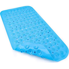 ACEMOOW Bath Mat Non-Slip Children with Suction Cups and Drain Hole Massage Non-Slip Mat Bathtub BPA Free Shower Mat for Elderly People 70 x 35 cm Blue - Mildew Resistant Machine Washable
