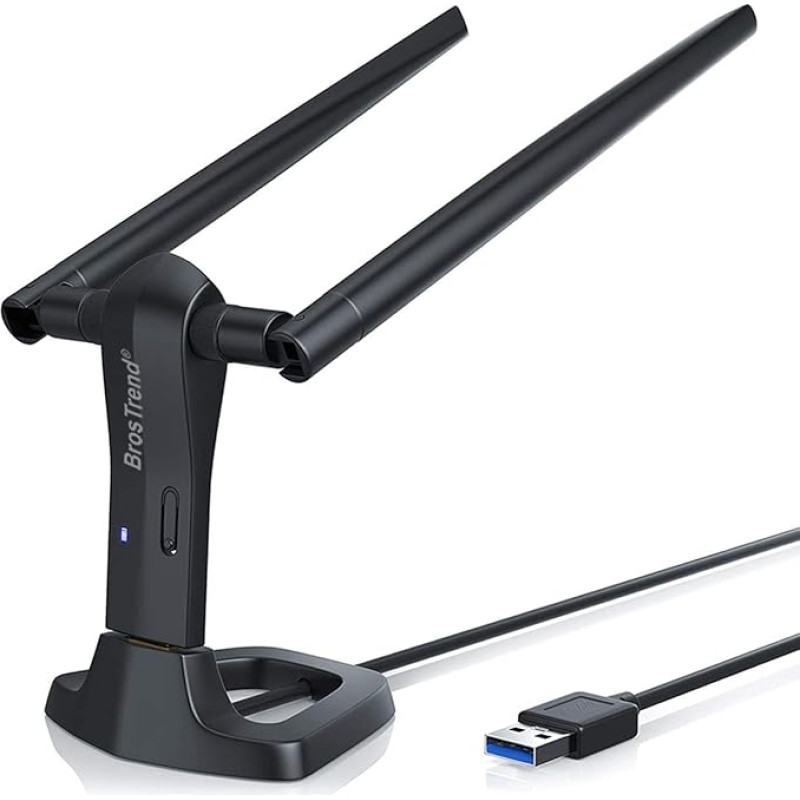 BrosTrend 1200 Mbps USB WLAN Stick Linux for Kali, Ubuntu, Mint, Debian, Lubuntu, Xubuntu, Mate, LMDE, Zorin, PureOS, Raspberry Pi 2+, Windows 11, 5GHz+ 2.4GHz, 2 x 5dBi Wi-Fi Antennas, USB3.0