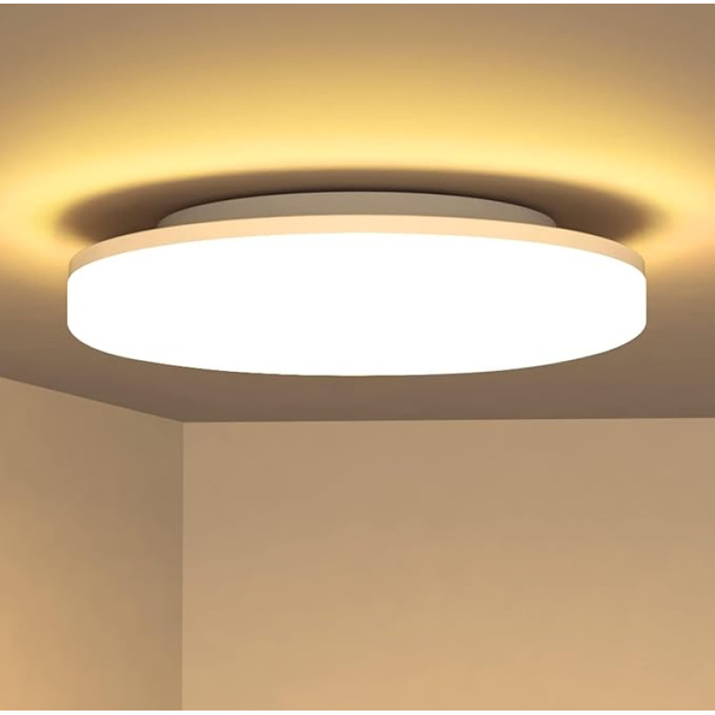 LEDYA LED laevalgusti Flat 24 W, IP54 veekindel laevalgusti, kaasaegne LED paneel laevalgusti, elutuba, magamistuba, vannituba, lastetuba, laevalgusti 2700 K 2200 LM soe valge läbimõõt 275