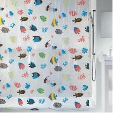 Spirella Fish PEVA läbipaistev plastist dušikardin, 180 x 200 cm, sinine/oranž/ kollane/must/ roheline