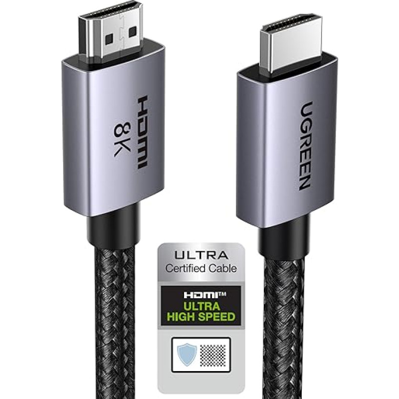 UGREEN HDMI 2.1 kaabel 10K 8K 60Hz 4K 240Hz 165Hz 144Hz 120Hz 48Gbps High Speed, HDMI kaabel 2.1 Ultra HD eARC HDR 10+ HDCP Dolby Vision VRR ühildub Mac Mini M4/PS5/Xbox Series X/Laptop (5M)