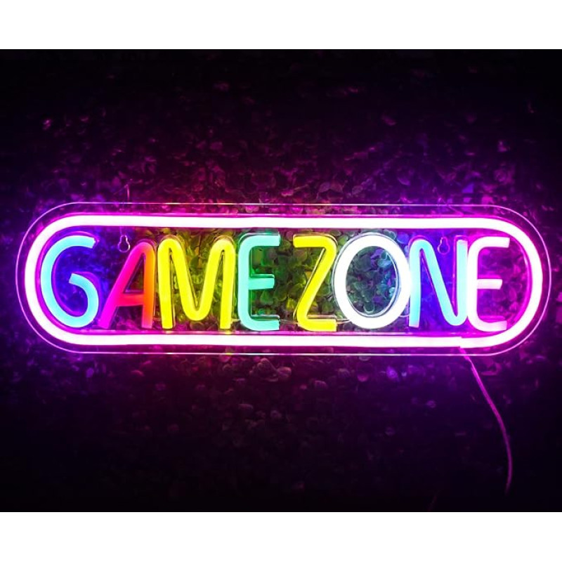 Wanxing Game Zone Neon Sign Gamer LED Neon Light Gaming Zone Neon Lights Wall for Playroom Decoration, Play Area, Room Decor, Pub, Gift for Teenagers, Friends, Boys