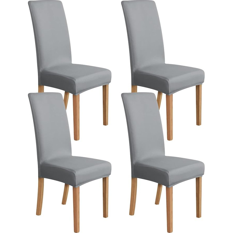 Amazon Basics Set of 4 Stretch Dining Chair Slipcovers, Light Grey