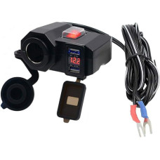 D74CS mootorratta Dual USB pesa laadija pesa auto paigaldus koos puutepidemega 12V/24V, auto sigaretisüütaja pesa adapter LED mootorratta veekindla autolaadija paigaldus