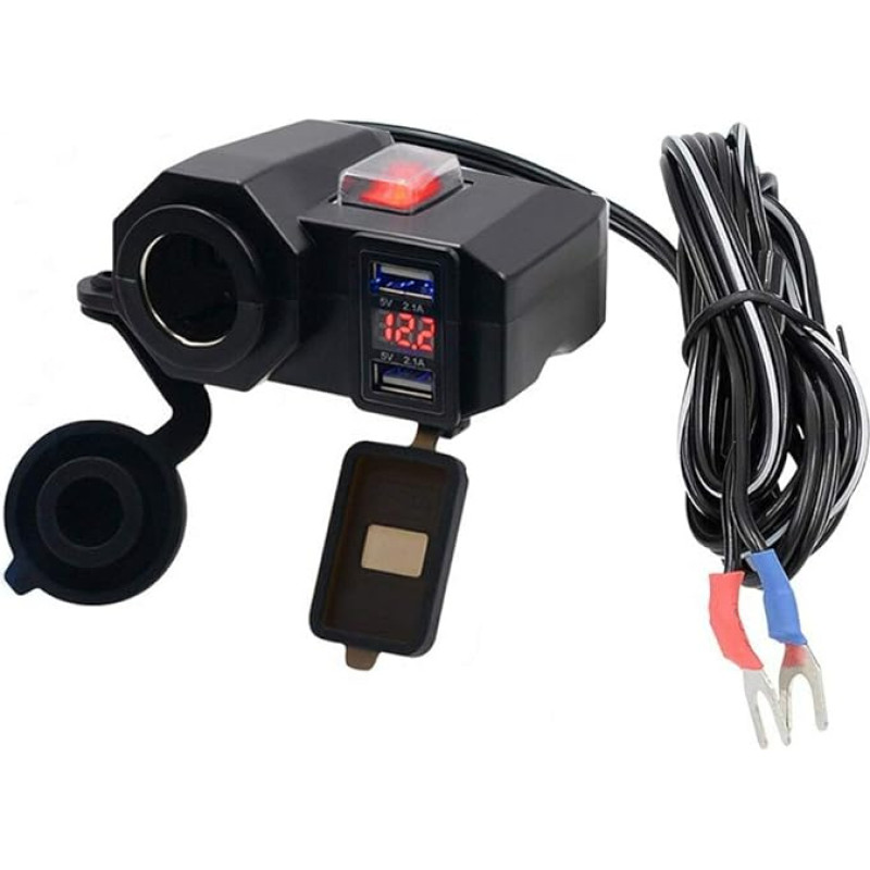 D74CS mootorratta Dual USB pesa laadija pesa auto paigaldus koos puutepidemega 12V/24V, auto sigaretisüütaja pesa adapter LED mootorratta veekindla autolaadija paigaldus