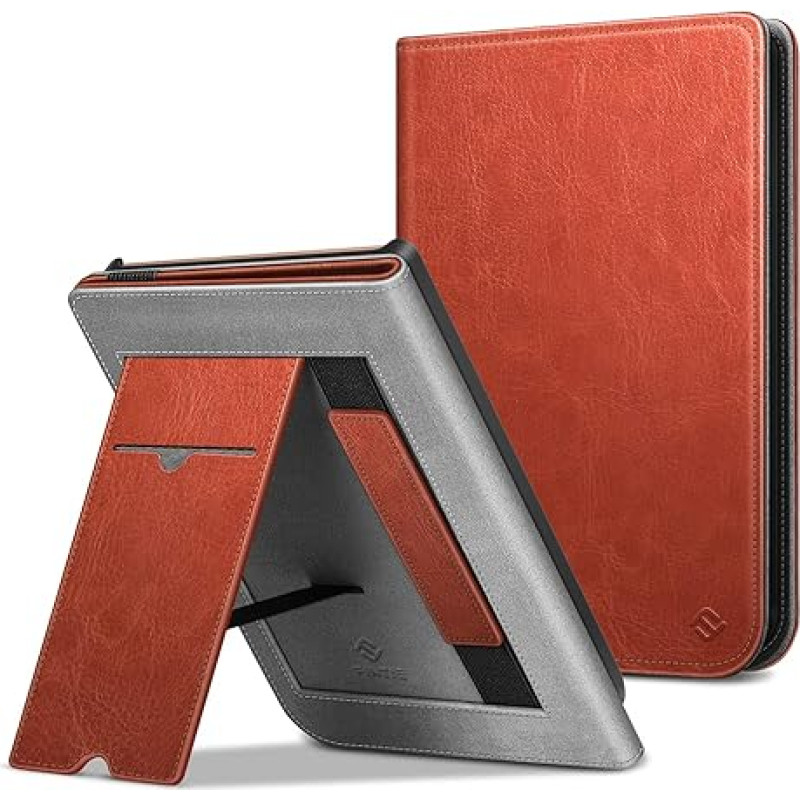 Fintie ümbris Pocketbook Touch HD 3 / Touch Lux 5/4 / Basic Lux 4/3/2 ja Pocketbook Color e-lugerile - Kickstand ümbris kaardipesa, käerihma ja automaatse äratamise/magamisoleku funktsiooniga, sadulapruun